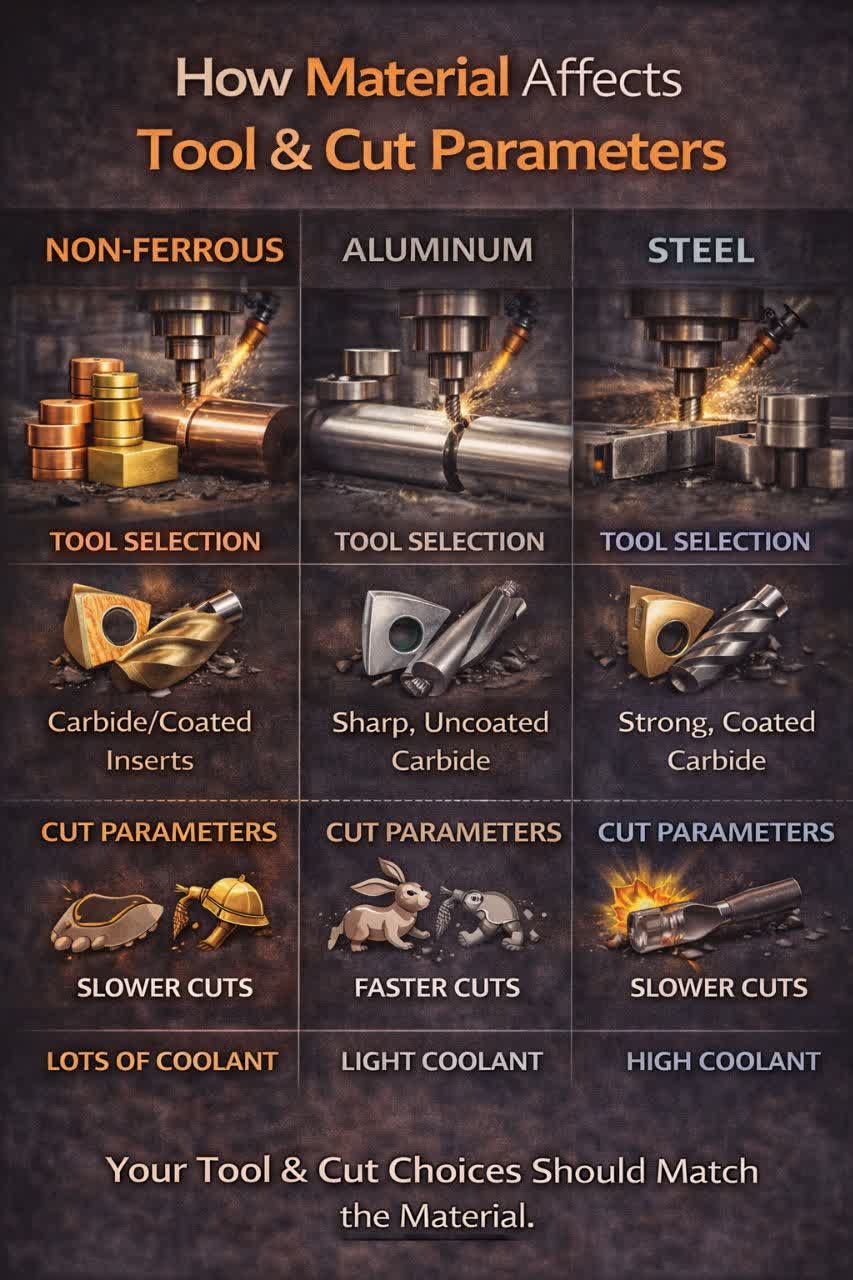 تأثیر متریال بر انتخاب ابزار و پارامتر برش در CNC فلز