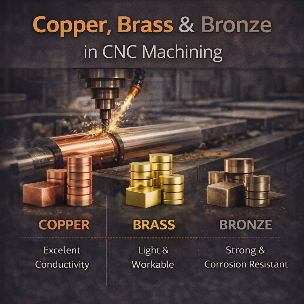 مس، برنج و برنز در CNC فلز | تفاوت‌ها، چالش‌ها و نکات ماشینکاری