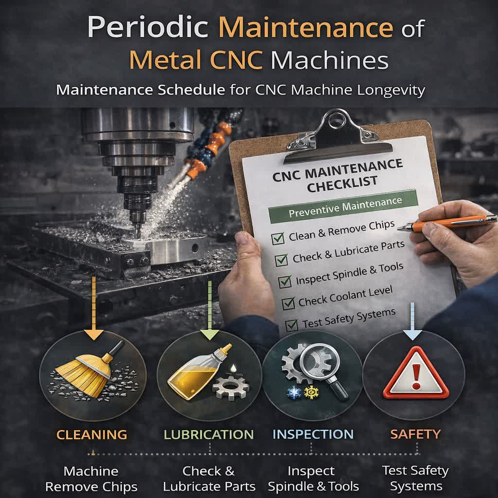 برنامه نگهداری و سرویس دوره‌ای دستگاه CNC فلز