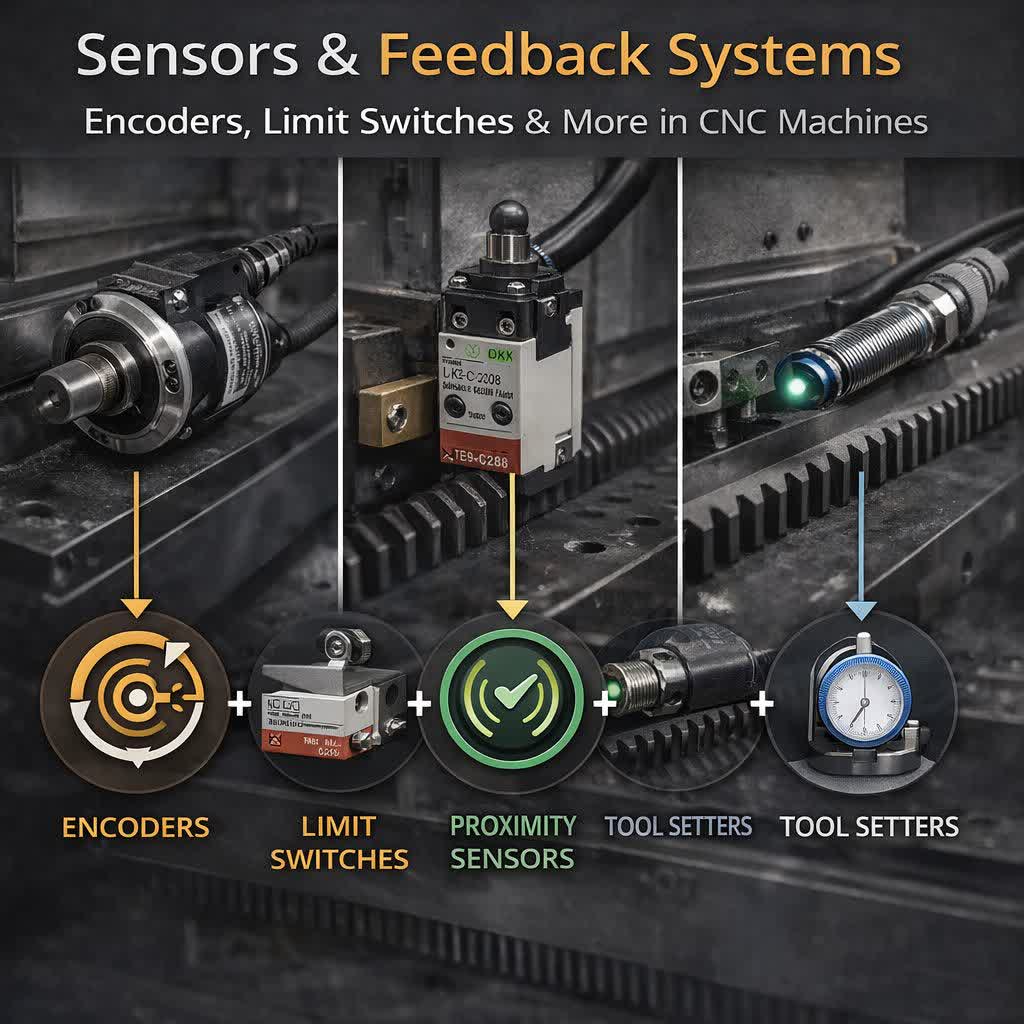 سنسورها و سیستم‌های فیدبک در دستگاه CNC فلز (انکودر، لیمیت‌سوئیچ و فراتر از آن)