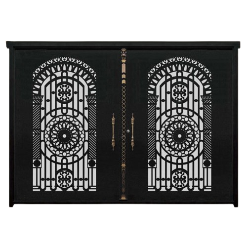 درب CNC فلزی دولنگه مدل DS49 | درب لیزری پارکینگی با طرح فاخر