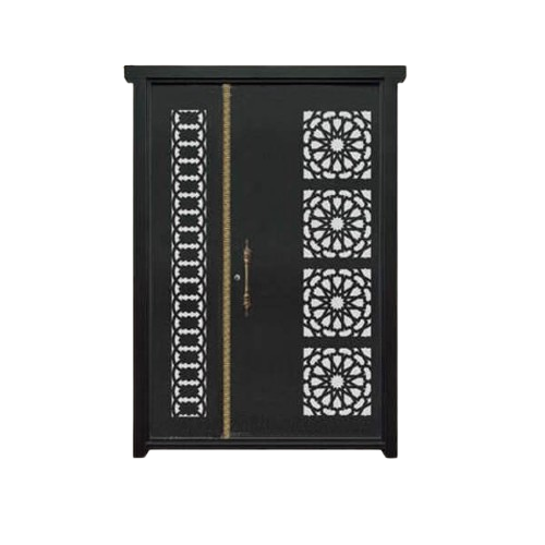 درب CNC فلزی یک و نیم لنگه مدل HS26 | طرح هندسی متقارن