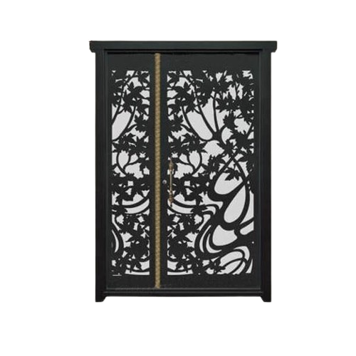 درب CNC فلزی یک و نیم لنگه مدل HS25 | طرح هنری طبیعت