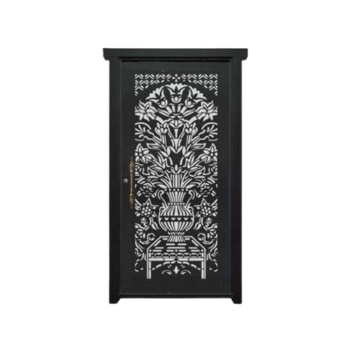 درب CNC تک‌لنگه نفر مدل SS31 طرح گل و گلدان