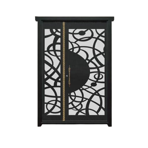 درب CNC فلزی یک و نیم لنگه مدل HS23 | طرح منحنی مدرن