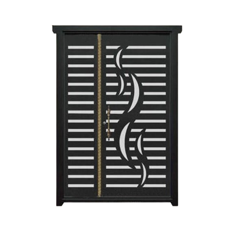 درب CNC فلزی یک و نیم لنگه مدل HS11 | درب لیزری مدرن با طرح موجی