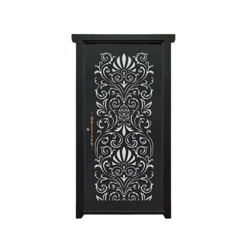 درب فلزی CNC تک لنگه نفر مدل SS60 – طرح مدرن با قاب‌بندی هندسی