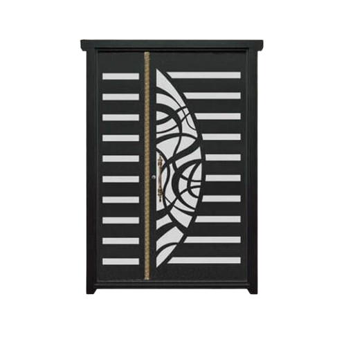 درب CNC فلزی یک و نیم لنگه مدل HS14 | طراحی مدرن با خطوط منحنی