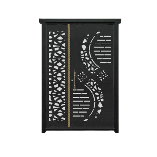 درب فلزی لیزری یک و نیم لنگه مدل HS36 طرح مدرن هندسی ترکیبی