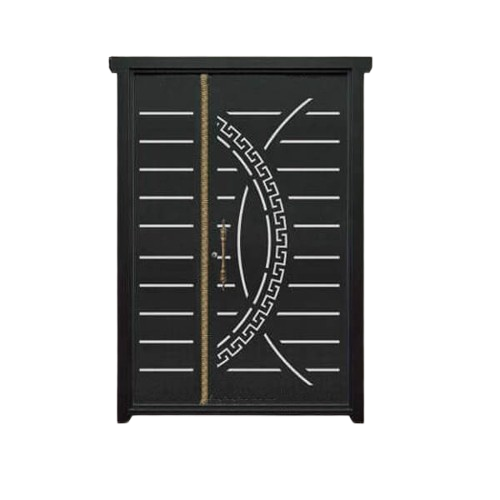 درب CNC فلزی یک و نیم لنگه مدل HS8 | درب لیزری مدرن با المان هندسی