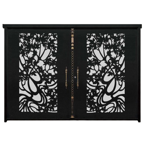 درب پارکینگی فلزی لیزری CNC مدل DS26 | جلوه‌ای هنری با الهام از طبیعت