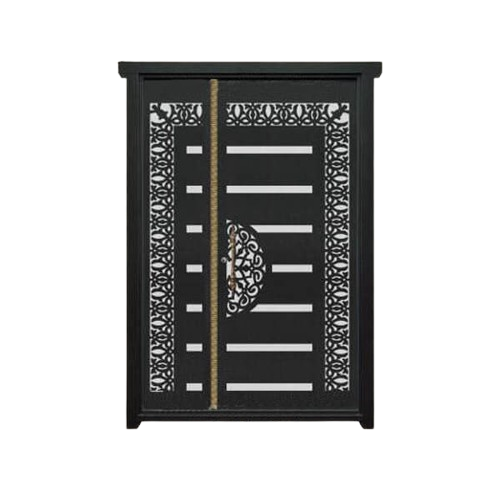 درب فلزی لیزری یک و نیم لنگه مدل HS32 طرح مدرن خطی