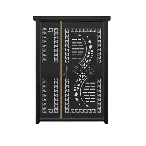 درب CNC فلزی یک و نیم لنگه مدل HS6 | درب لیزری طرح کلاسیک هندسی