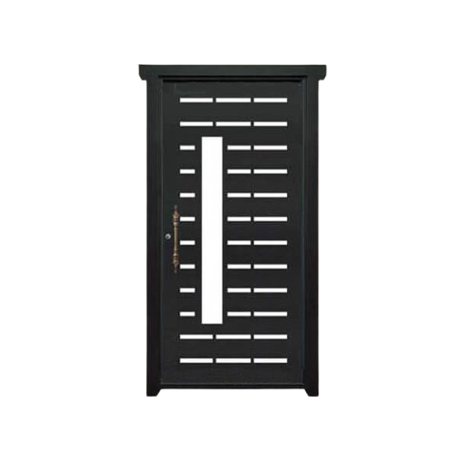 درب فلزی CNC تک لنگه نفر مدل SS67 – طرح مدرن با الگوی شبکه‌ای درشت