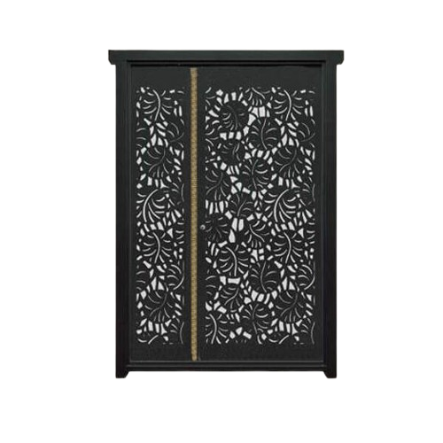 درب CNC فلزی یک و نیم لنگه مدل HS16 | طرح هنری با برش لیزری ظریف