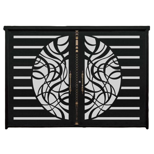 درب پارکینگی CNC مدل DS14 – طراحی مدرن با خطوط افقی و قاب تزئینی جانبی